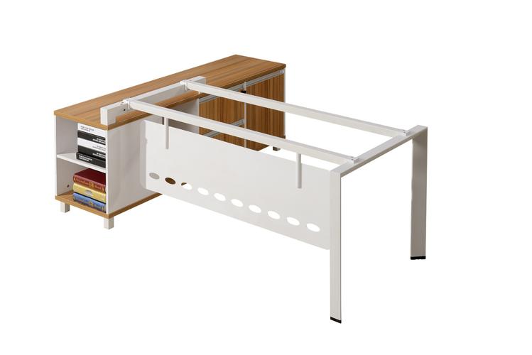 天津 簡約現(xiàn)代 鋼木辦公家具 經理辦公桌 主管桌帶副桌